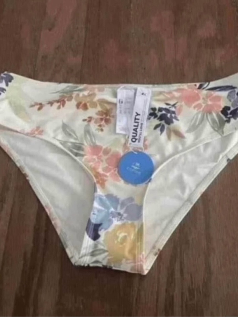 Cupshe Cream Floral Bikini Bottom with Pastel Blooms